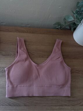 Aerie Ribbed Mauve Scoop Neck Bralette